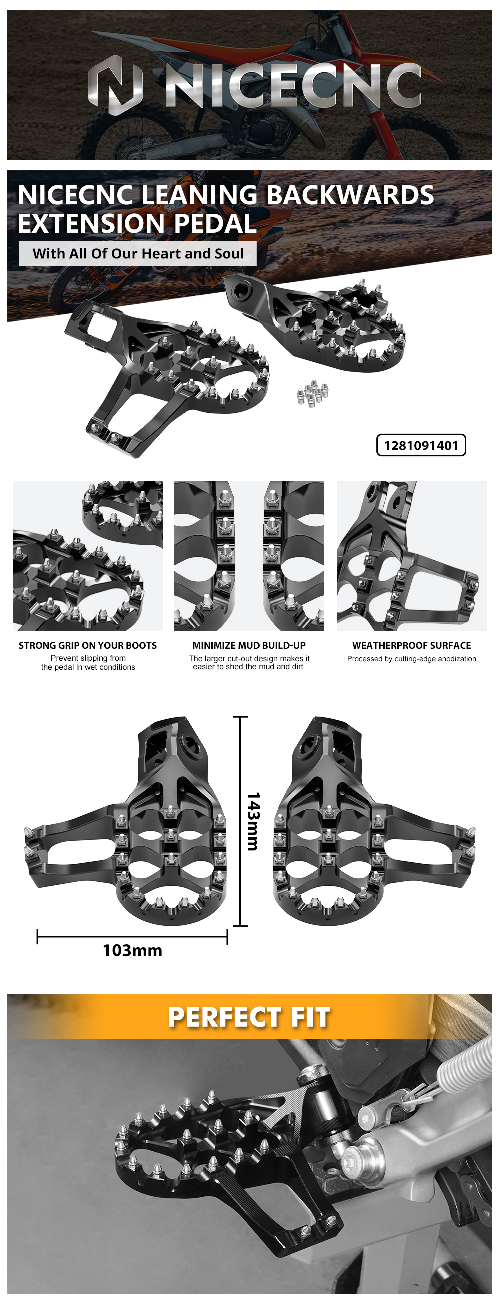 CNC Extender Foot Pegs Footrest For KTM 125 150 250 300-500