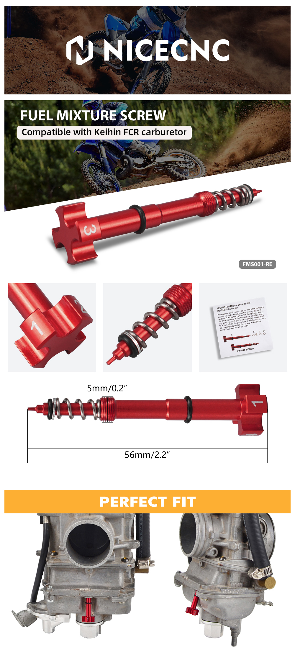 CNC Air Fuel Mixture Screw For KTM 525 EXC MXC SX 2003-2005 Fit